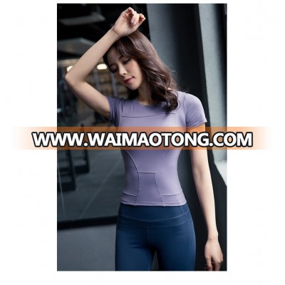 2018 new sexy design fast dry Yoga Shirts Fitness Running womens Sports t -shirt